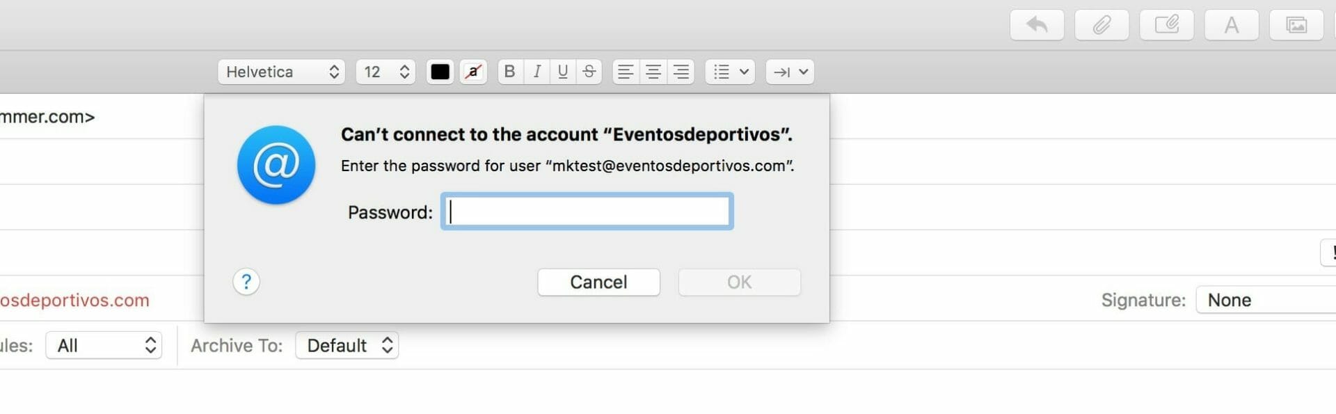 update email password for outlook account in mac